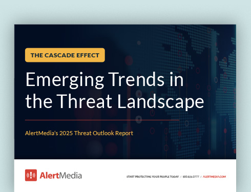 Preview of AlertMedia's 2025 Threat Outlook Report cover